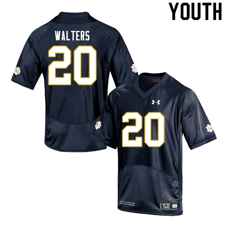 Youth NCAA Notre Dame Fighting Irish #20 Justin Walters Stitched College Under Armour Authentic Navy Football Jersey SN10P60II